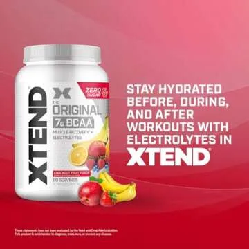 XTEND Original BCAA Powder Knockout Fruit Punch | Sugar Free Post Workout Muscle Recovery Drink with Amino Acids | 7g BCAAs for Men & Women | 90 Servings