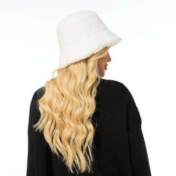 Sydbecs Winter Bucket Hat Fluffy Faux Fur Fisherman Cap for Women Men Solid Color Style(White)