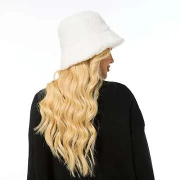 Sydbecs Winter Bucket Hat Fluffy Faux Fur Fisherman Cap for Women Men Solid Color Style(White)