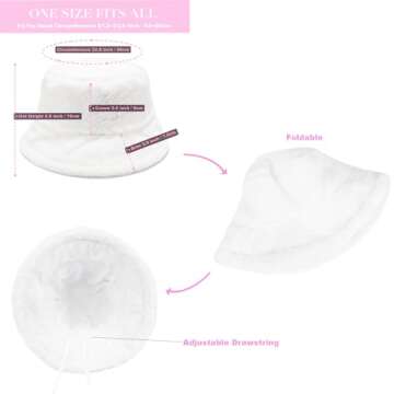 Sydbecs Winter Bucket Hat Fluffy Faux Fur Fisherman Cap for Women Men Solid Color Style(White)