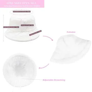 Sydbecs Winter Bucket Hat Fluffy Faux Fur Fisherman Cap for Women Men Solid Color Style(White)