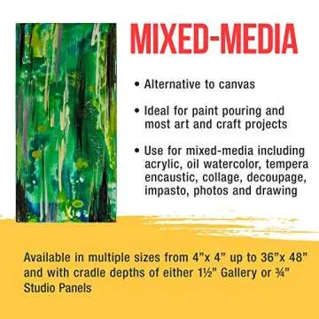 U.S. Art Supply Unfinished Cradled Wood Panels for Painting, 3 Pack of 8x16 inch - Studio Birch Wooden Canvas Boards 3/4" Deep - Mixed-Media Craft, Acrylic, Oil, Encaustic, Paint Pouring Panel Board