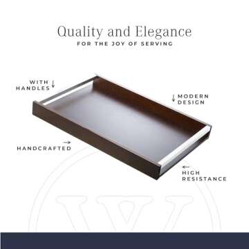 WOODART Naturals Wood Tray, Brown, 14.2 x 9.8 x 2 inches