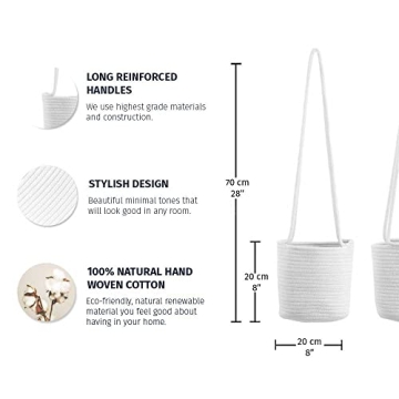 OrganiHaus Set of 2 Hanging Baskets for Indoor Plants