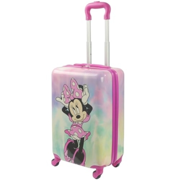 FUL Disney Minnie Mouse Kids Carry On Luggage, Hardshell Rolling Suitcase with Spinner Wheels, Pink