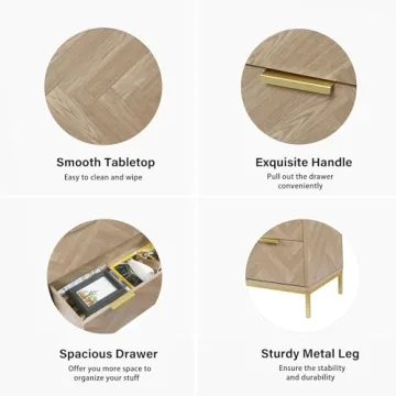 Stylish Anmytek 3 Drawer Chest Dresser with Gold Legs