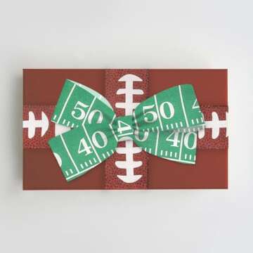 Estivaux 2 Rolls Football Ribbons for Crafting, Football Wired Edge Ribbon Green Brown Burlap Ribbon Bow Sports Rolls Ball Wired Ribbons for Gift Wrapping Sports Ball Game Sewing DIY Crafts Supplies