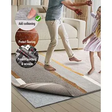 Non Slip Rug Pad Gripper - 9x12 Feet 1/4” Extra Thick Felt Under Rug for Area Rugs and Hardwood Fl...