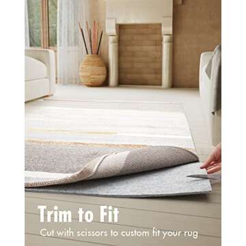 Non Slip Rug Pad Gripper - 9x12 Feet 1/4” Extra Thick Felt Under Rug for Area Rugs and Hardwood Floors,Super Cushioned Non Skid Carpet Padding