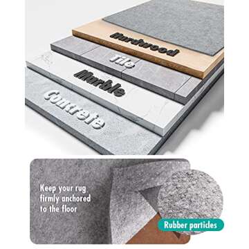 Non Slip Rug Pad Gripper - 9x12 Feet 1/4” Extra Thick Felt Under Rug for Area Rugs and Hardwood Floors,Super Cushioned Non Skid Carpet Padding