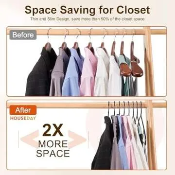 HOUSE DAY Black Plastic Hangers 60 Pack, Clothes Hangers with Non Slip Hooks, Durable & Space Saving Coat Hanger, Light-Weight Clothing Hangers, Perfect Closet Organizer for Everyday Use