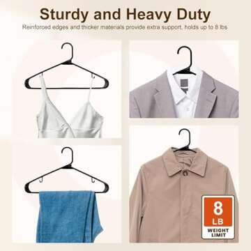 HOUSE DAY Black Plastic Hangers 60 Pack, Clothes Hangers with Non Slip Hooks, Durable & Space Saving Coat Hanger, Light-Weight Clothing Hangers, Perfect Closet Organizer for Everyday Use