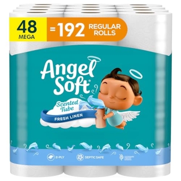 Angel Soft Toilet Paper with Fresh Linen Scent, 48 Mega Rolls - The Ultimate Comfort and Value