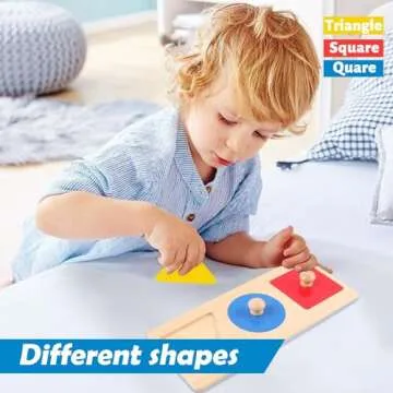 Adena Montessori First Jumbo Knob Wooden Shape Puzzles for Toddlers 1-3,Multiple Peg Shapes Puzzle Sorter Board for Baby Kids,Color & Shape Sorter Montessori Puzzle Preschool Learning Toys(3 Pieces)