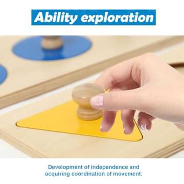 Adena Montessori First Jumbo Knob Wooden Shape Puzzles for Toddlers 1-3,Multiple Peg Shapes Puzzle Sorter Board for Baby Kids,Color & Shape Sorter Montessori Puzzle Preschool Learning Toys(3 Pieces)