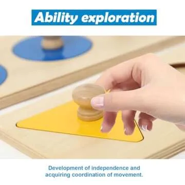 Adena Montessori First Jumbo Knob Wooden Shape Puzzles for Toddlers 1-3,Multiple Peg Shapes Puzzle Sorter Board for Baby Kids,Color & Shape Sorter Montessori Puzzle Preschool Learning Toys(3 Pieces)