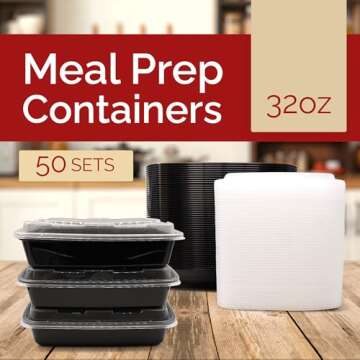 Reli. Meal Prep Containers (50 Pack, 32 oz.) | 1 Compartment Food Containers with Lids | Microwavable Freezer Dishwasher Safe - Bento Box