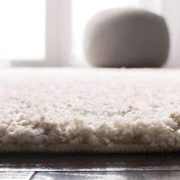 SAFAVIEH Arizona Shag Collection Area Rug - 9' x 12', Ivory & Beige, Moroccan Diamond Design, Non-Shedding & Easy Care, 1.6-inch Thick Ideal for High Traffic Areas in Living Room, Bedroom (ASG744A)