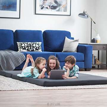 LUCID 3 Inch Folding Mattress - Foam Tri-Fold Guest Bed with Washable Cover and Carry Handles - Full