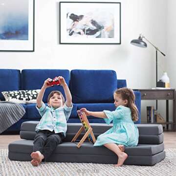 LUCID 3 Inch Folding Mattress - Foam Tri-Fold Guest Bed with Washable Cover and Carry Handles - Full