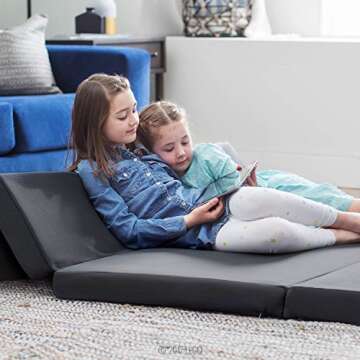 LUCID 3 Inch Folding Mattress - Foam Tri-Fold Guest Bed with Washable Cover and Carry Handles - Full