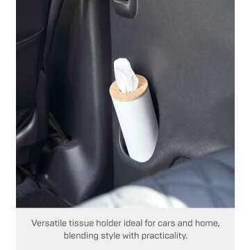 Yamazaki Home Rin Round Tissue Holder - Slim Steel + Wood