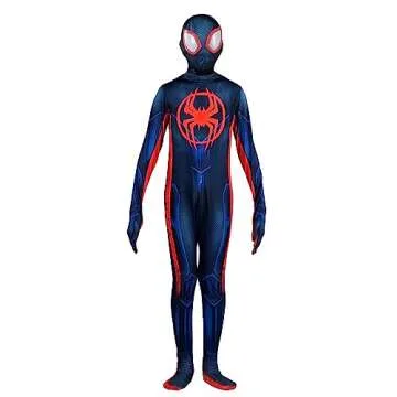 Marvel Miles Morales: Spider-Man Official Youth Deluxe Zentai Costume - Stretch Spandex with Hidden Zippers, Wrist Slits (XS) Multi