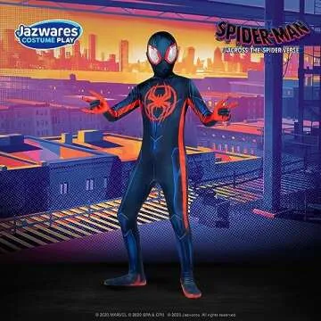 Marvel Miles Morales: Spider-Man Official Youth Deluxe Zentai Costume - Stretch Spandex with Hidden Zippers, Wrist Slits (XS) Multi