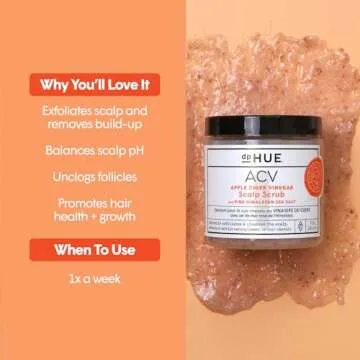 dpHUE Apple Cider Vinegar Scalp Scrub with Pink Himalayan Sea Salt, 9 oz - Natural Exfoliating Scrub & Dry Scalp Treatment - Aloe Vera & Avocado Oil - Gluten Free, Vegan