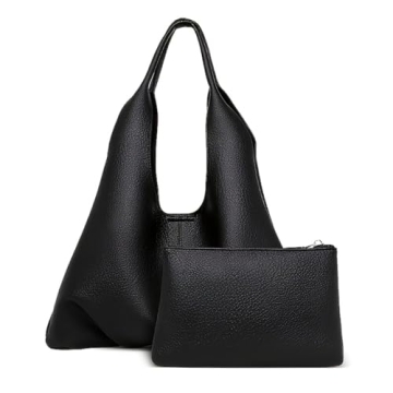 FANPOI Womens Hobo Bag with Removable Pouch PU Leather Tote Bag Set, Large Handbag Shoulder Bags Zip...