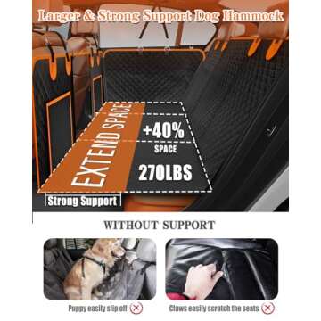 Instraella Back Seat Extender for Dogs, Dog Car Seat Cover for Back Seat with Waterproof Hard Bottom...