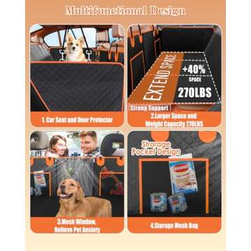 Instraella Back Seat Extender for Dogs, Dog Car Seat Cover for Back Seat with Waterproof Hard Bottom for Car SUV, Dog Hammock Travel Bed to Protect Your Car Backseat