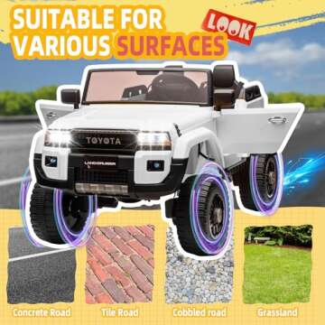 Licensed Toyota LC250 24V 2 Seater Kids Ride-On Car w/Parent Remote, Ride on Toys for Big Kids, 220W Motors, Shovel, Adjustable Speed, Bluetooth & Music - Ages 3+