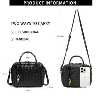 LEESTUTY Trendy Woven Crossbody Bag for Women - Woven Top Handle Satchel Handbag - Weaved Hand Purse for Lady - Soft Vegan Leather