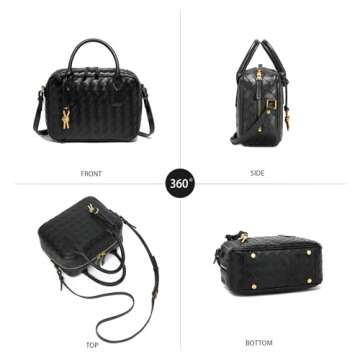 LEESTUTY Trendy Woven Crossbody Bag for Women - Woven Top Handle Satchel Handbag - Weaved Hand Purse for Lady - Soft Vegan Leather