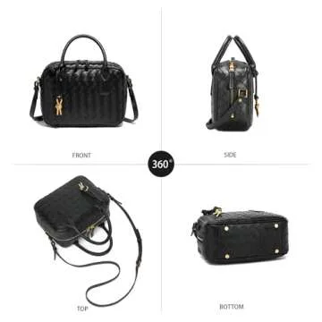 LEESTUTY Trendy Woven Crossbody Bag for Women - Woven Top Handle Satchel Handbag - Weaved Hand Purse for Lady - Soft Vegan Leather