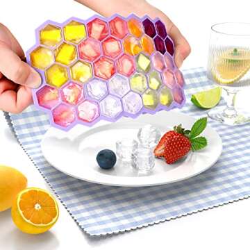 Upgrade Ice Cube Trays, 2 Pack Silicone Flexible Ice Cube Trays with Lid, 76 Cubes Ice Trays for Chilled Drinks, Whiskey & Cocktails, Stackable Flexible Safe Ice Cube Trays1