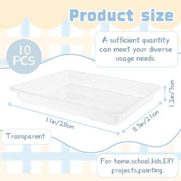 10 Pcs Plastic Art Trays,Reusable Plastic Trays for Serving Food and Parties,Stackable Activity Tray...