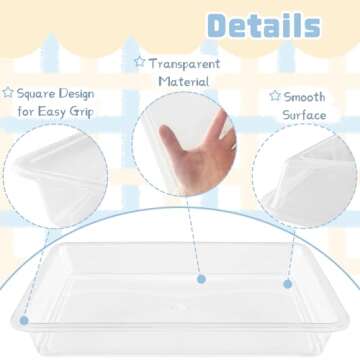 10 Pcs Plastic Art Trays,Reusable Plastic Trays for Serving Food and Parties,Stackable Activity Tray for DIY Projects,Painting,Beads11 x 8.3 x 1.2 Inch (Clear)