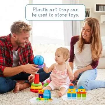 10 Pcs Plastic Art Trays,Reusable Plastic Trays for Serving Food and Parties,Stackable Activity Tray for DIY Projects,Painting,Beads11 x 8.3 x 1.2 Inch (Clear)