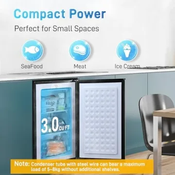 Compact 3 Cu.Ft Upright Freezer with Adjustable Thermostat