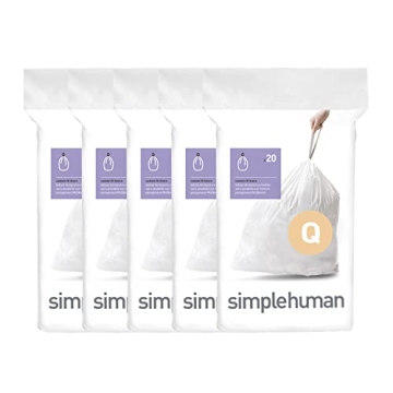 simplehuman Code Q 100 Count Trash Bags - Durable Custom Fit Liners in Dispenser Packs
