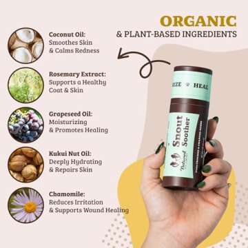 Natural Dog Company Snout Soother Balm (0.15 onz) for Dry, Cracked Noses, All-Natural, Lick-Safe, Soothing Nose Balm with Moisturizing Butter, Winter Nose Protection Dogs