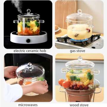 Mzowgzk Glass Cooking Pot - Versatile and Stylish