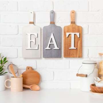 Barnyard Designs Hanging Eat Sign for Kitchen Wall Decor - Kitchen Wall Art Decor 6" x 15", Farmhous...