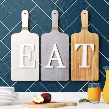 Barnyard Designs Hanging Eat Sign for Kitchen Wall Decor - Kitchen Wall Art Decor 6" x 15", Farmhouse Decorations for Wall, Rustic Eat Signs for Dining Room, Multicolor