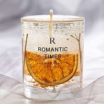 Romantic Times Jelly Jar Rose Scented Candles Fragrance Real Flower 7.4 Oz 50 Hours Burning Time Floral Unique Pretty Candles Decorative (Velvet Rose)
