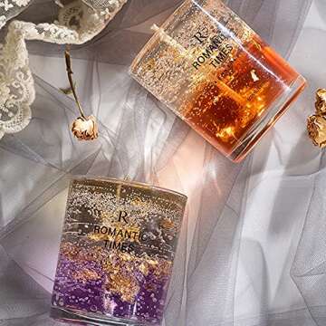 Romantic Times Jelly Jar Rose Scented Candles Fragrance Real Flower 7.4 Oz 50 Hours Burning Time Floral Unique Pretty Candles Decorative (Velvet Rose)