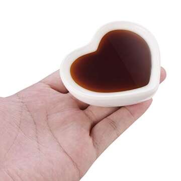 Beautyflier Pack of 4 Heart Shaped Ceramic Sauce Dishes Plates Serving Saucers Bowl For Sushi Appetizer Japanese Style Dinnerware Set (White, 4pcs)