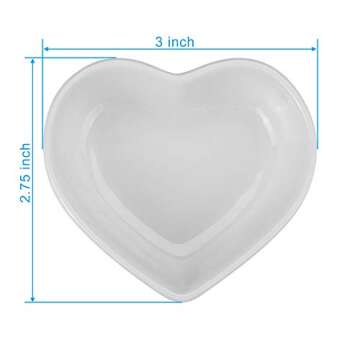 Beautyflier Pack of 4 Heart Shaped Ceramic Sauce Dishes Plates Serving Saucers Bowl For Sushi Appetizer Japanese Style Dinnerware Set (White, 4pcs)